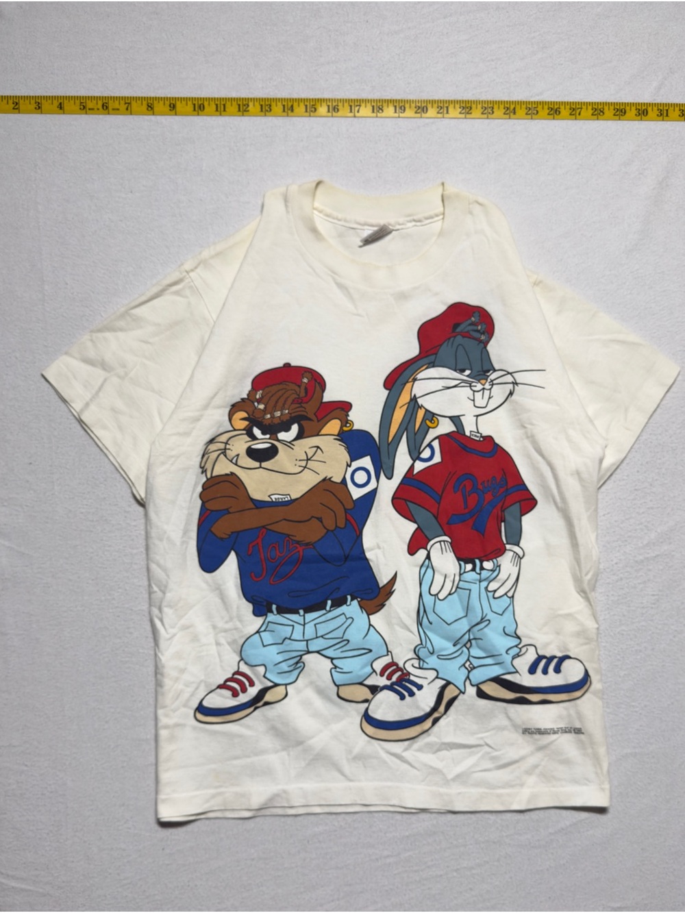 1992 vintage Looney Tunes Bugs Bunny & Taz Kids Graphic Tee - Cream